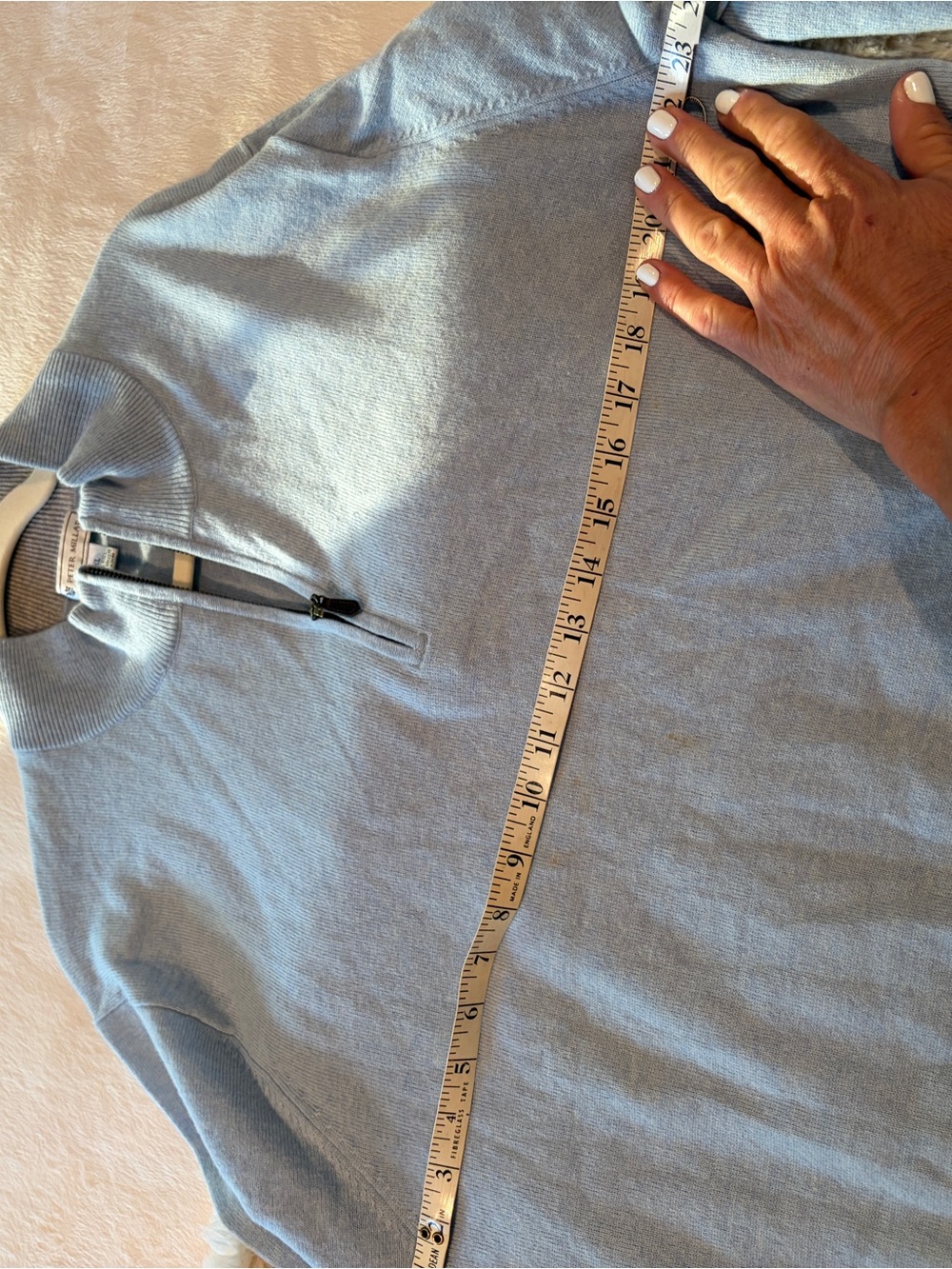 Light Blue Quarter-Zip Sweater Peter Millar xl men’s wool cashmere - Picture 10 of 10